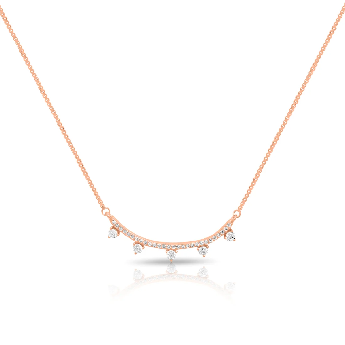 Delicate Rose Gold-Plated 925 Sterling Silver CZ Necklace - Image 3