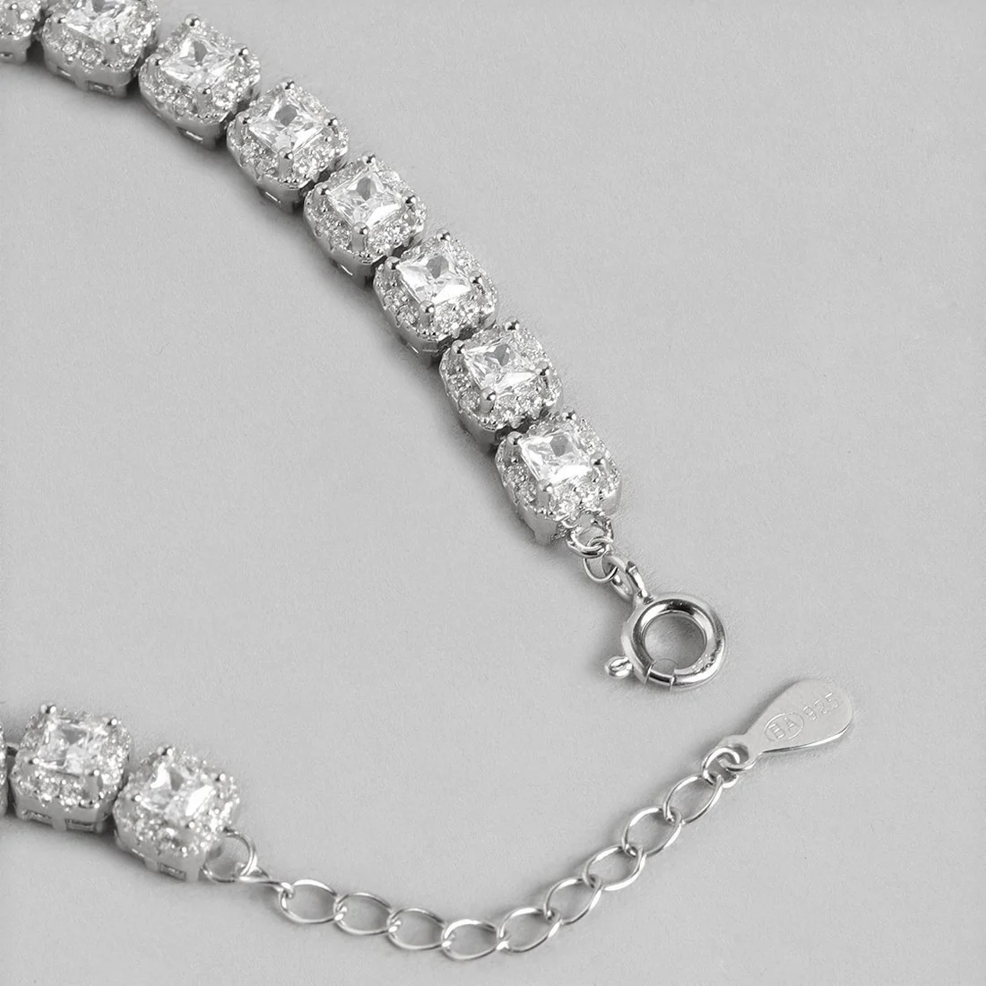 Designer CZ Rhodium Plated 925 Sterling Silver Bracelet - Image 11
