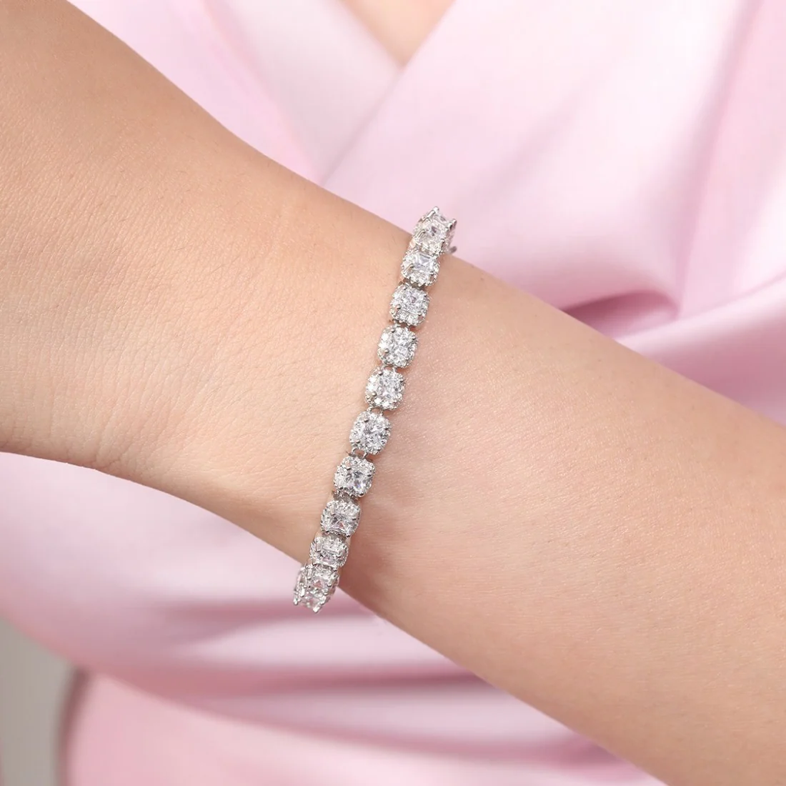 Designer CZ Rhodium Plated 925 Sterling Silver Bracelet - Image 2