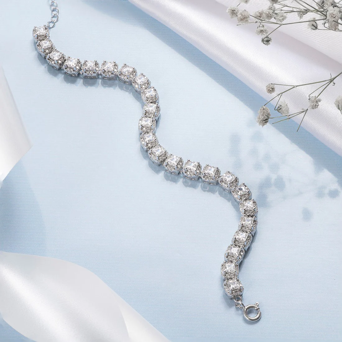 Designer CZ Rhodium Plated 925 Sterling Silver Bracelet - Image 3