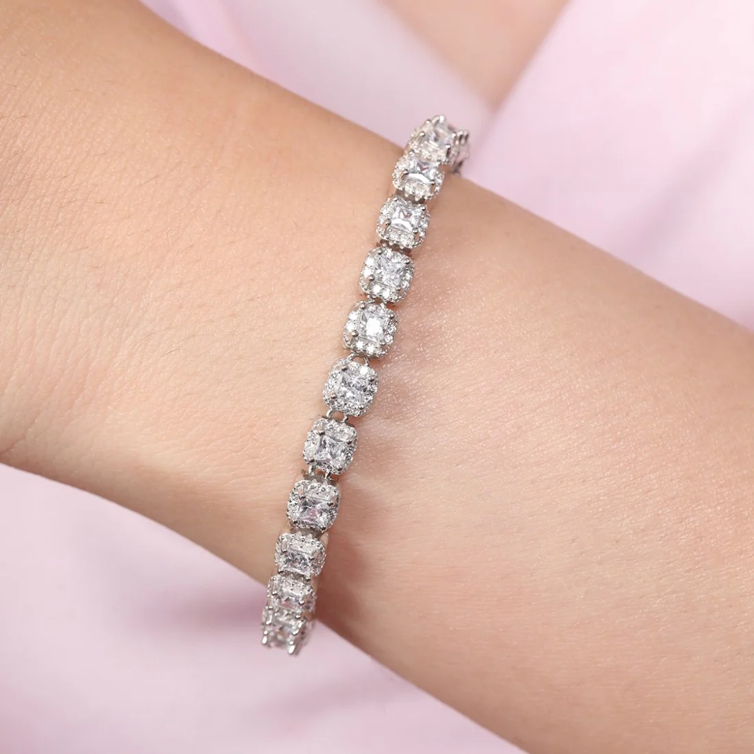 Designer CZ Rhodium Plated 925 Sterling Silver Bracelet - Image 4