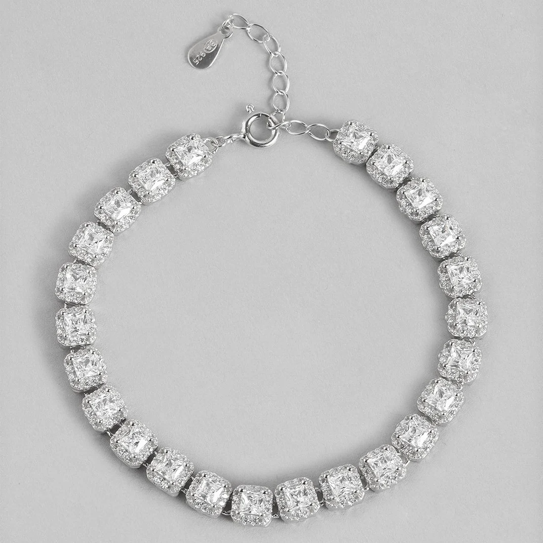 Designer CZ Rhodium Plated 925 Sterling Silver Bracelet - Image 9