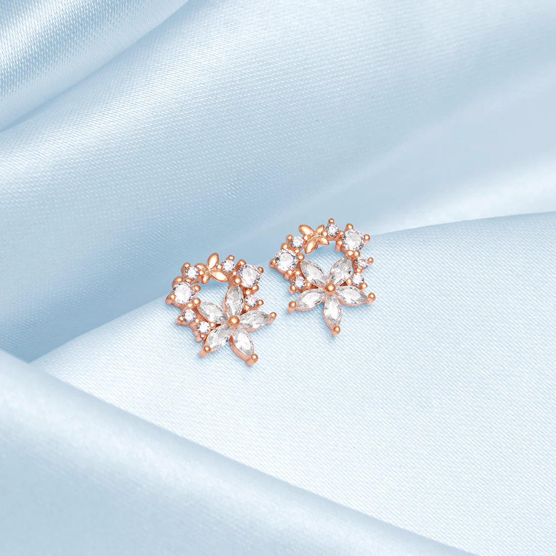 Dewdrop Bloom Rose Gold Plated 925 Sterling Silver Earrings - Image 2
