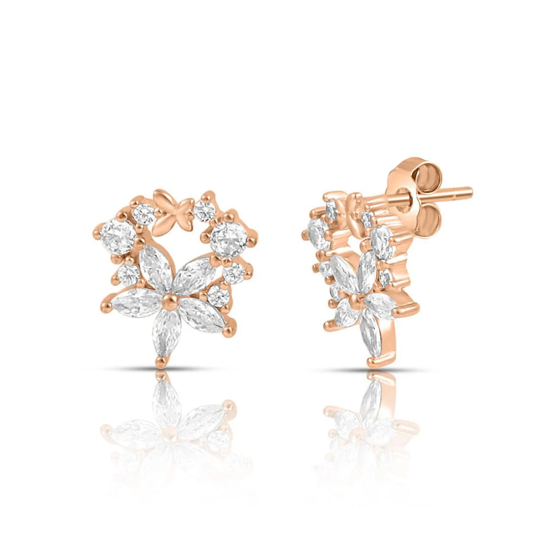 Dewdrop Bloom Rose Gold Plated 925 Sterling Silver Earrings - Image 4