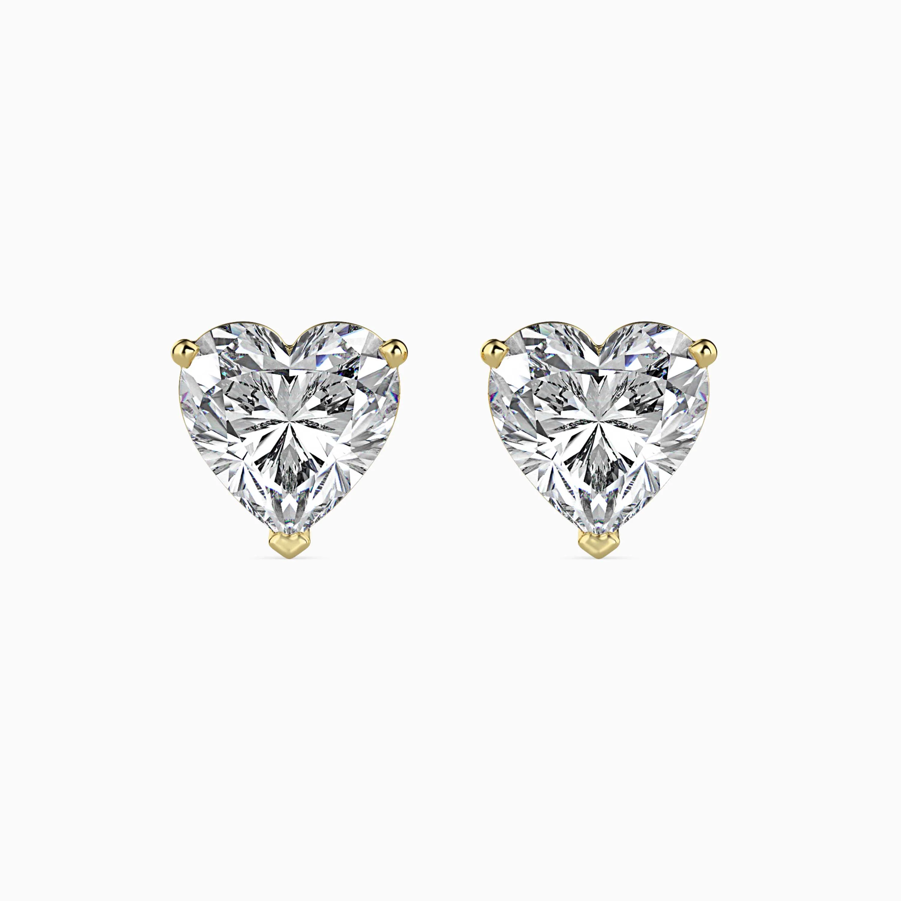 1.5 CT Heart Solitaire Gold Earrings - Image 3