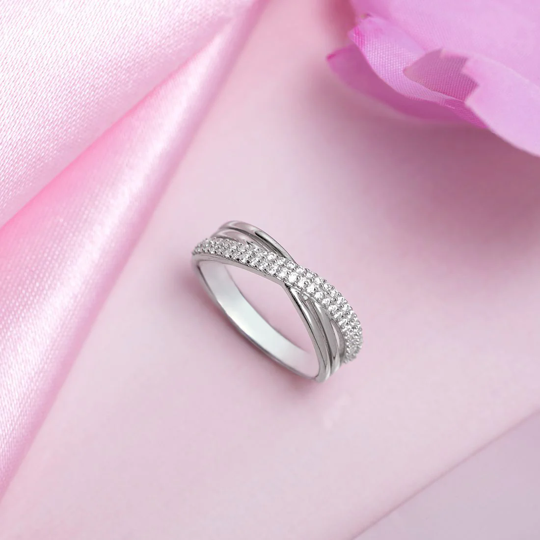Divine Cross Rhodium Plated 925 Sterling Silver Women's Ring - Image 2