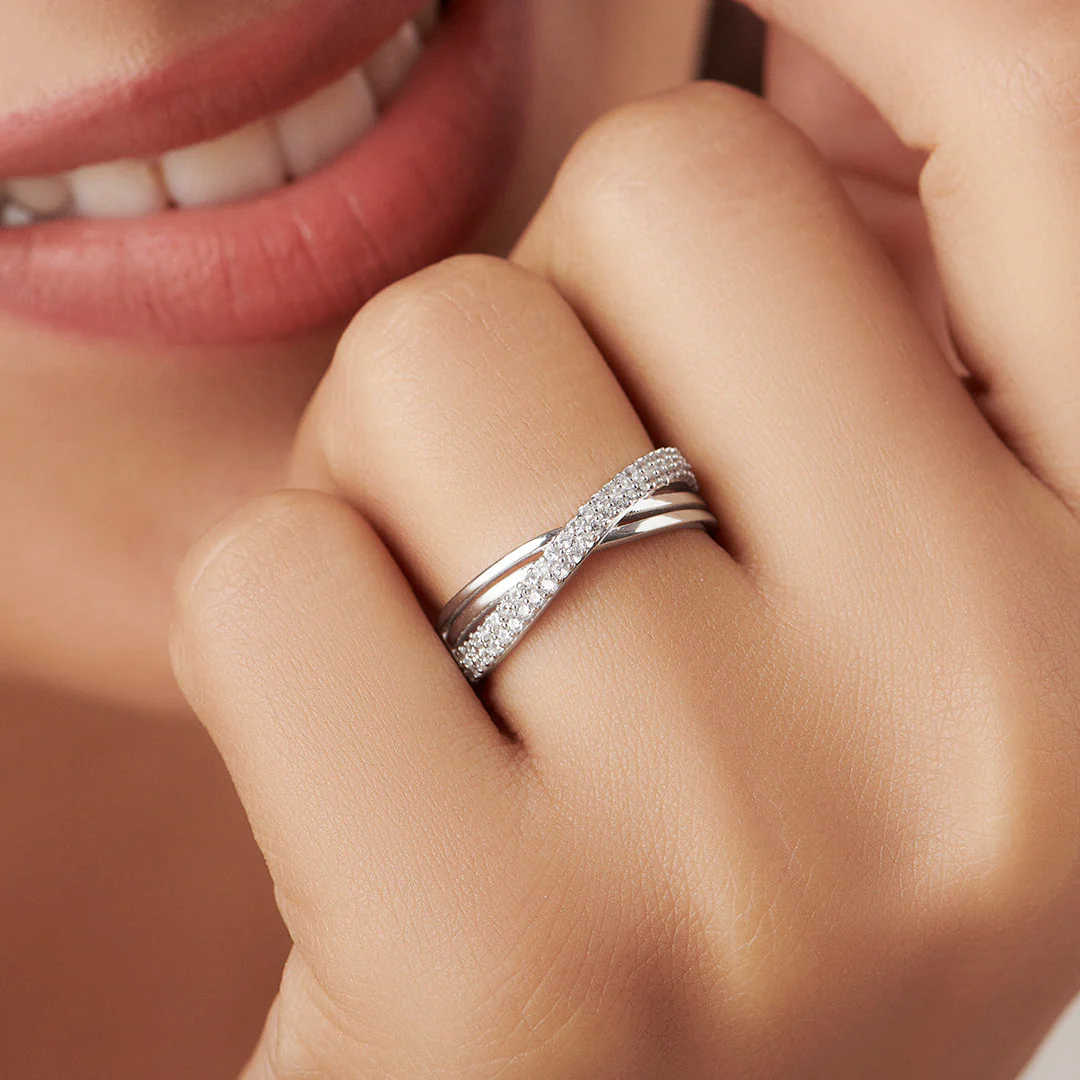 Divine Cross Rhodium Plated 925 Sterling Silver Women's Ring - Image 3