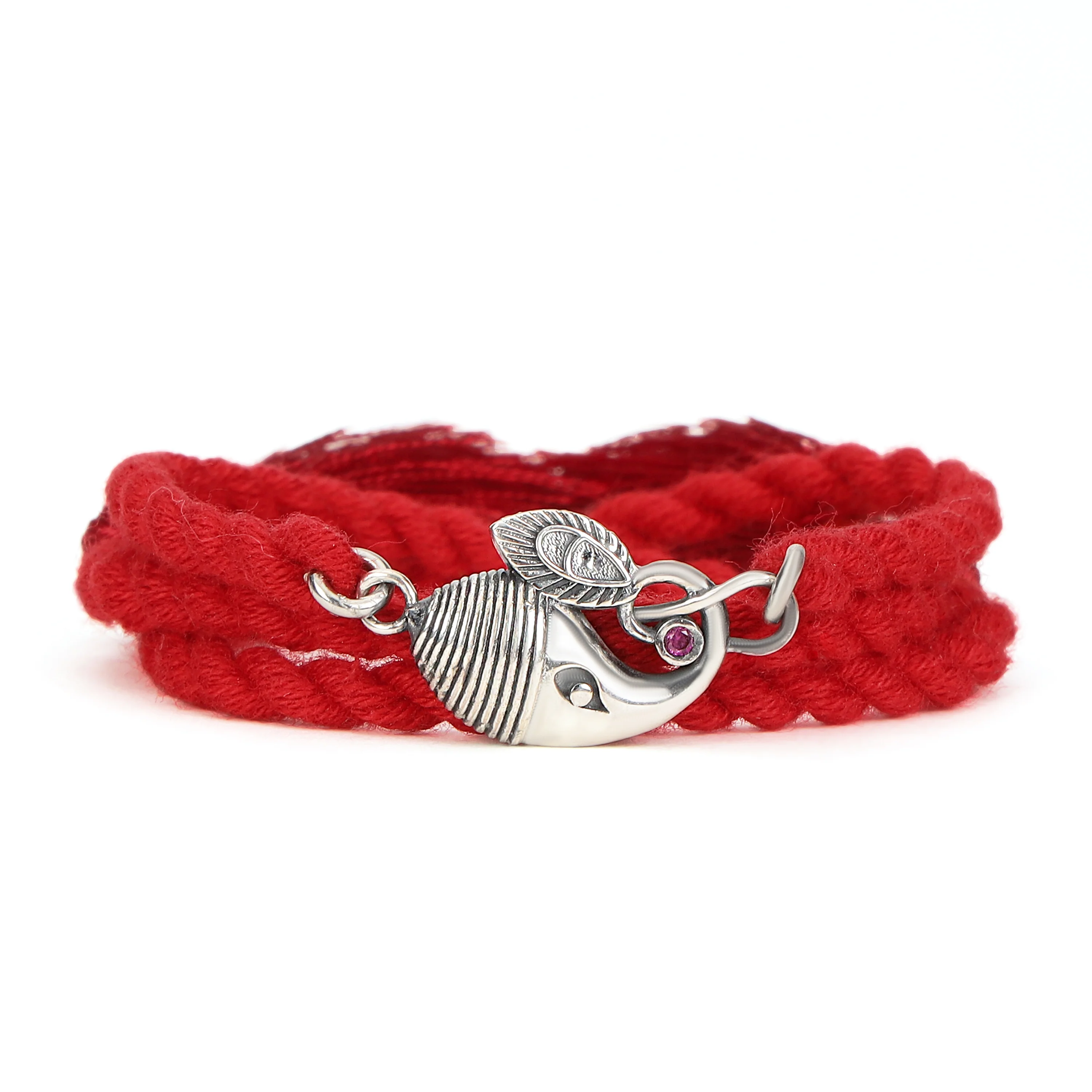 Divine Ganesh Ji Rhodium-Plated Silver Thread Rakhi - Image 2