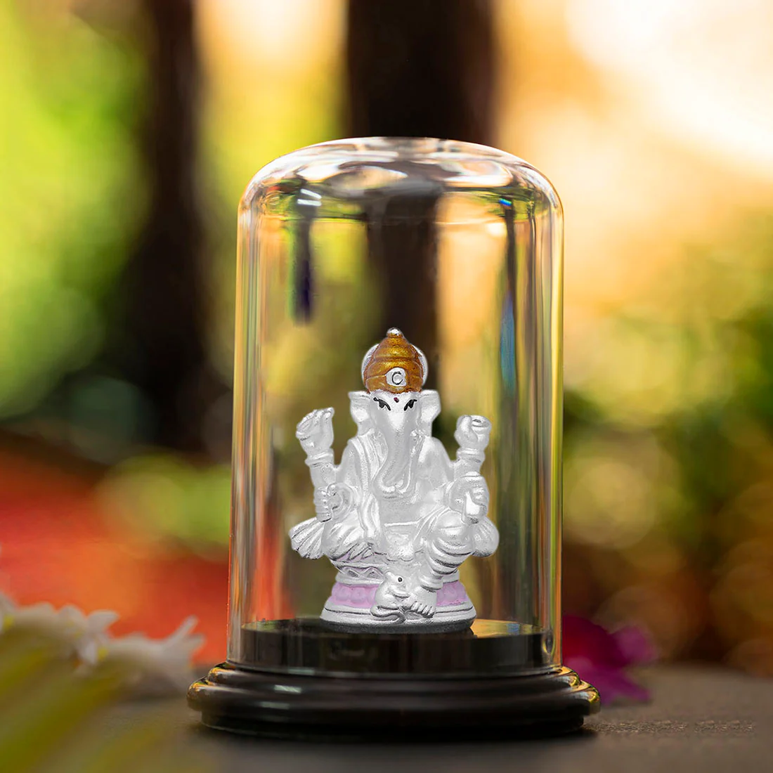 Divine Guardian Rhodium-Plated Lord Ganesha 999 Silver Idol - Image 2