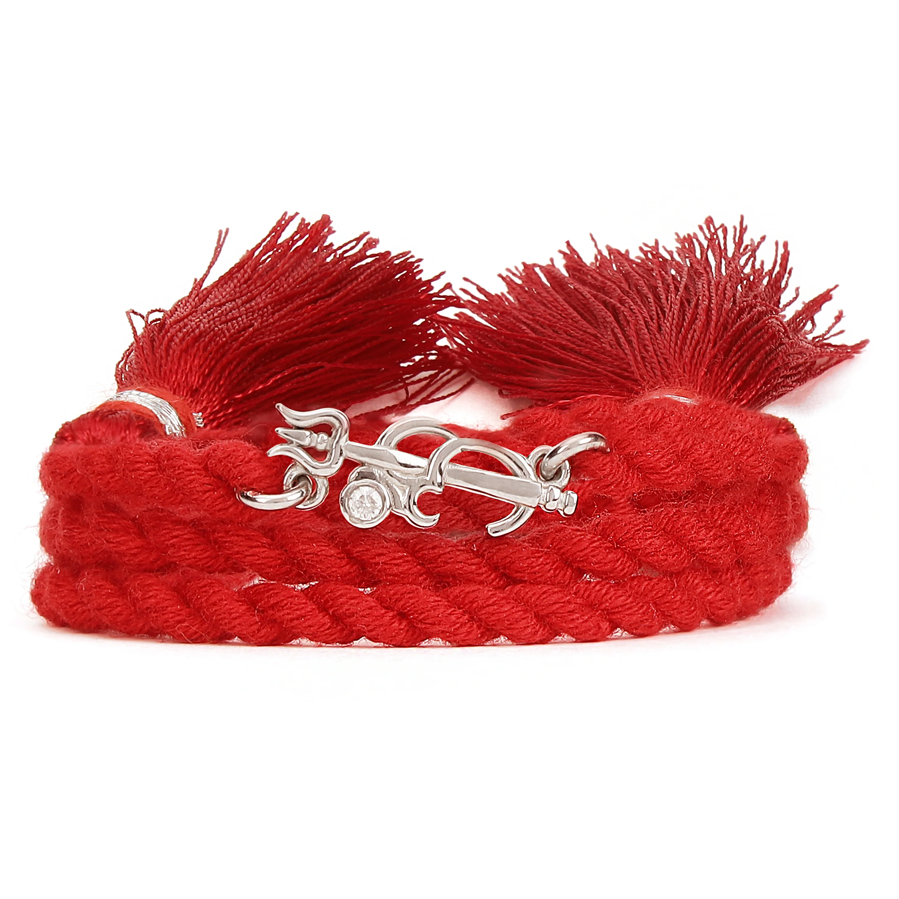 Divine Om & Trishul Charm Rakhi CZ Sterling Silver Thread Rakhi Combo - Image 3
