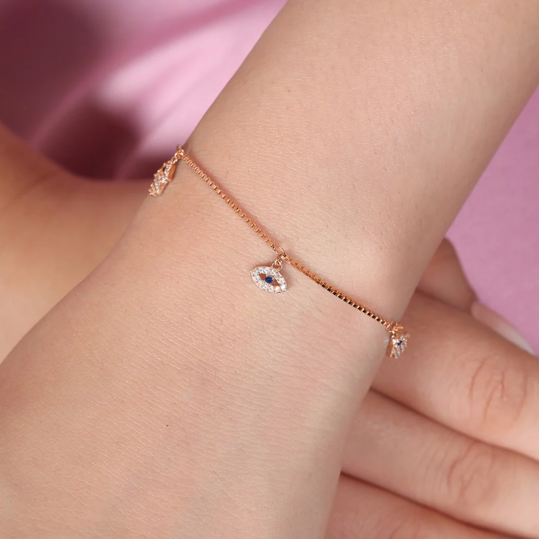 Divine Protection 925 Sterling Silver Rose gold Plated Bracelet - Image 2