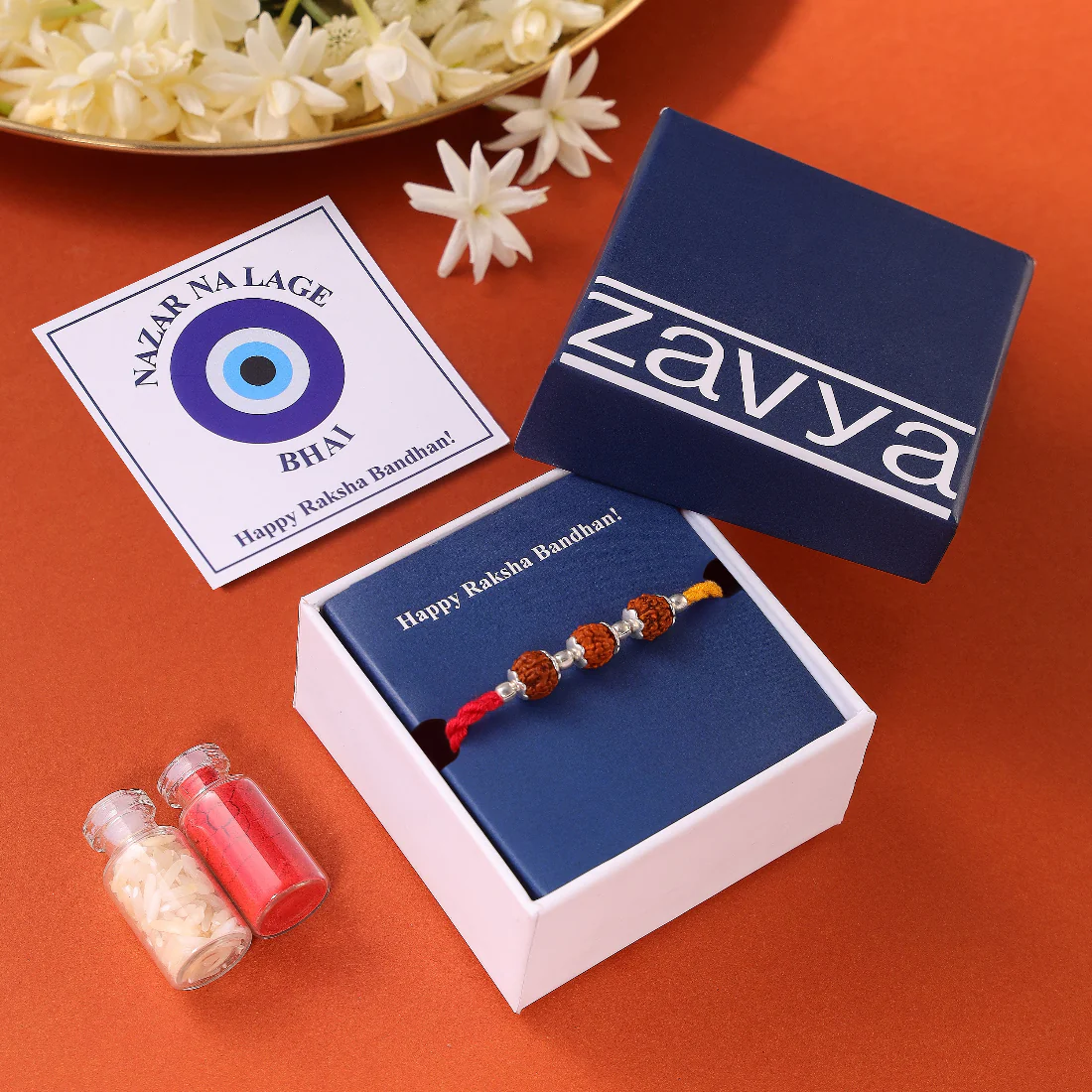 Divine Rudraksha Rhodium-Plated 925 Sterling Silver Rakhi - Image 5