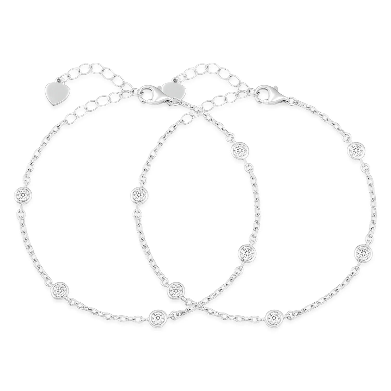 Dots of Light Silver Rhodium Plated Anklet - Image 5