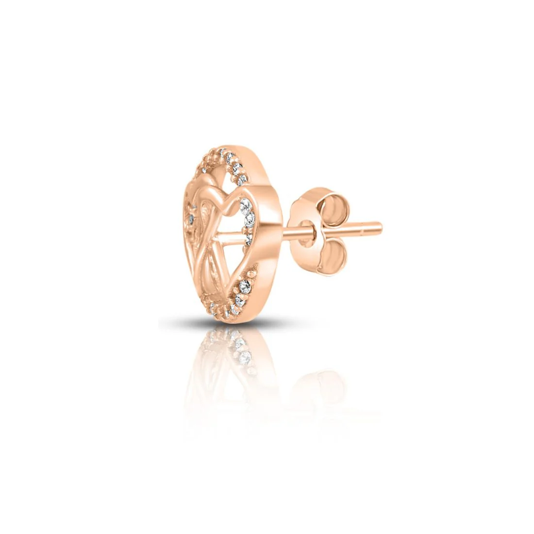 Double Heart Rose Gold Plated 925 Sterling Silver Earrings - Image 6
