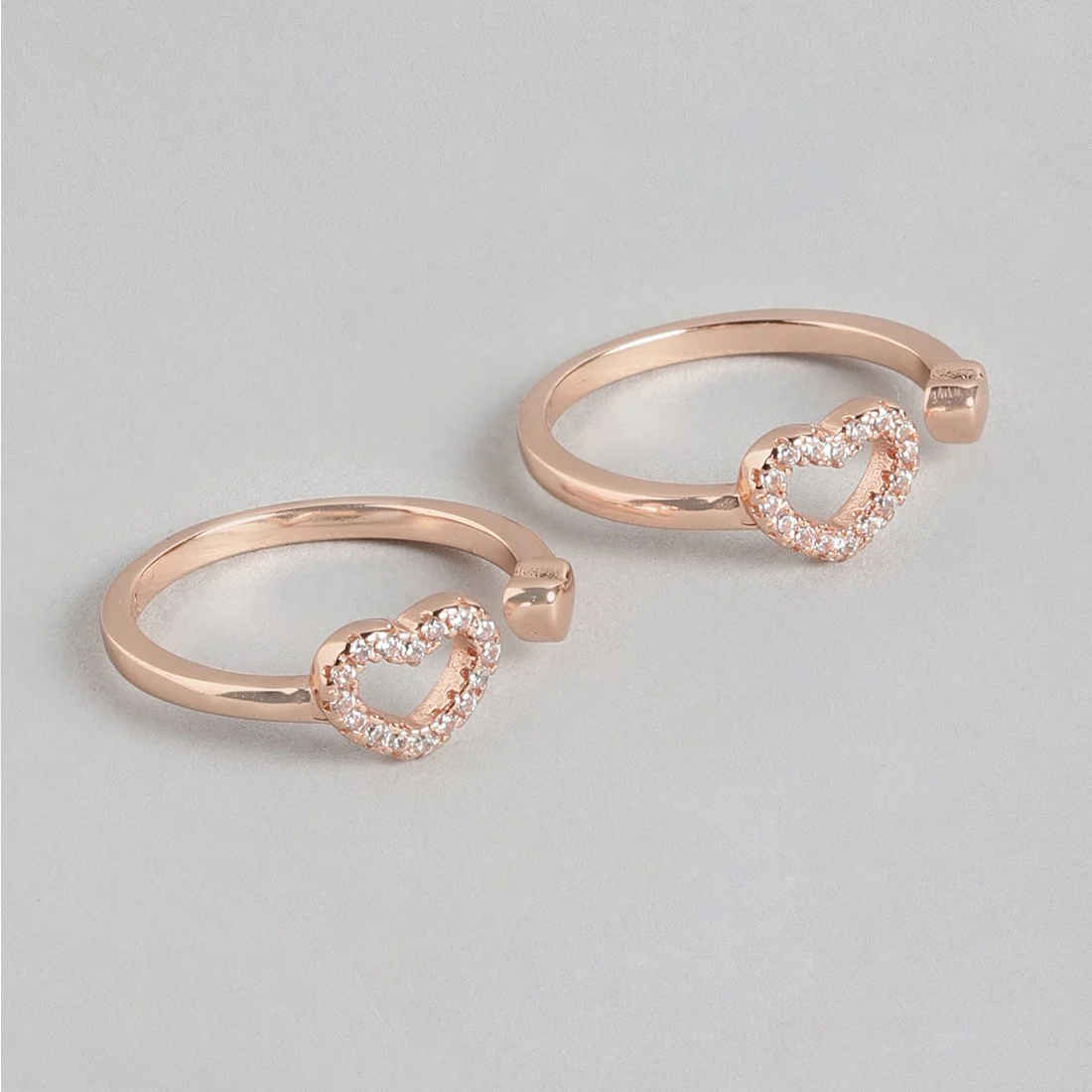 Dreamy Hearts Rose Gold 925 Silver Toe Ring - Image 5
