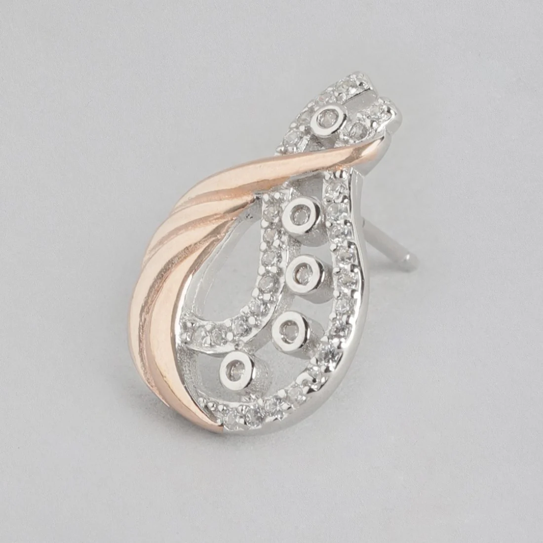 Dual Harmony CZ Brilliance Dual Tone Plated 925 Sterling Silver Earrings - Image 5