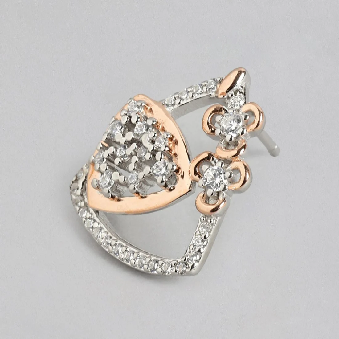 Dual Harmony CZ Sparkle Dual Tone-Plated 925 Sterling Silver Earrings - Image 3