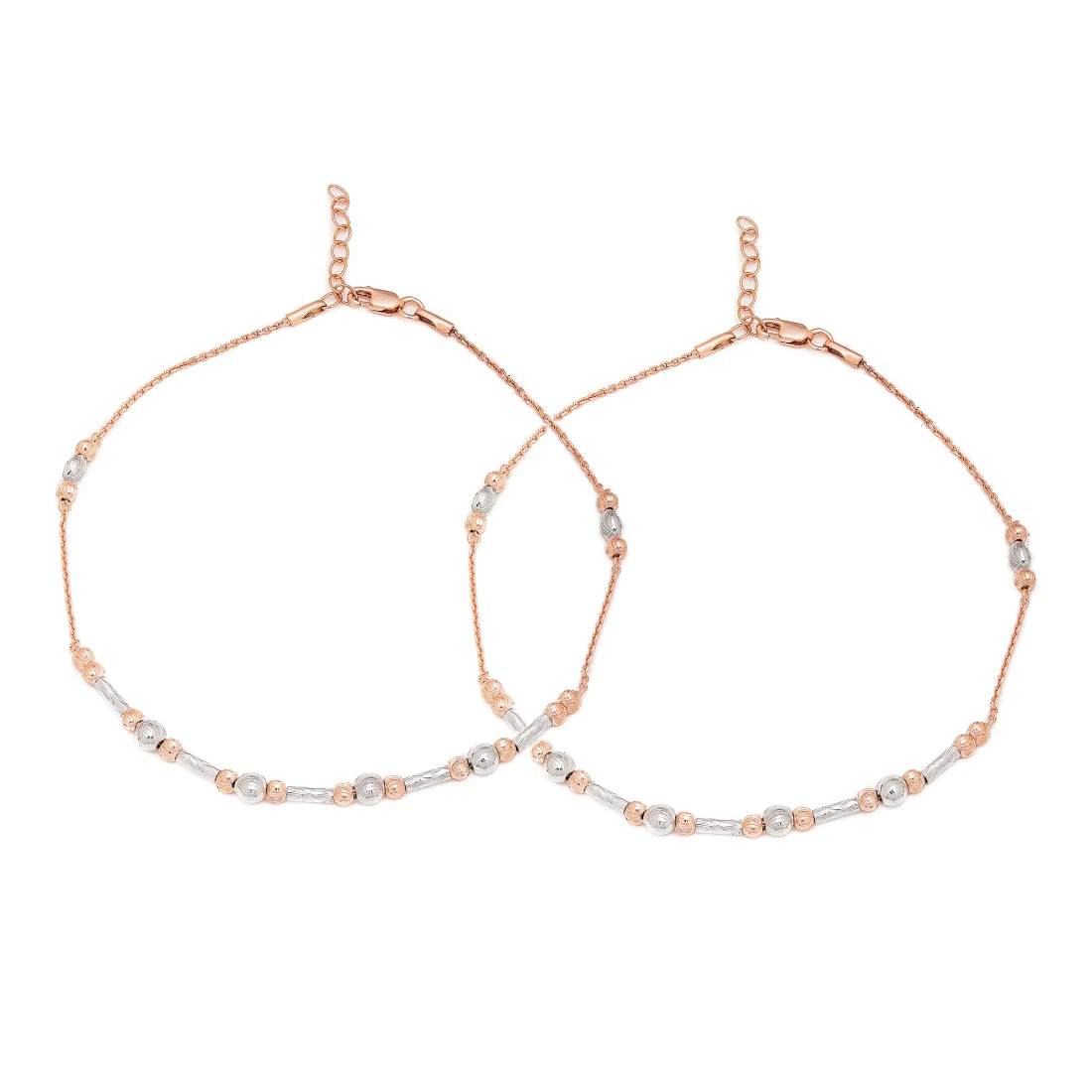Dual Plated Embraced 925 Sterling Silver Chain Anklet - Image 3