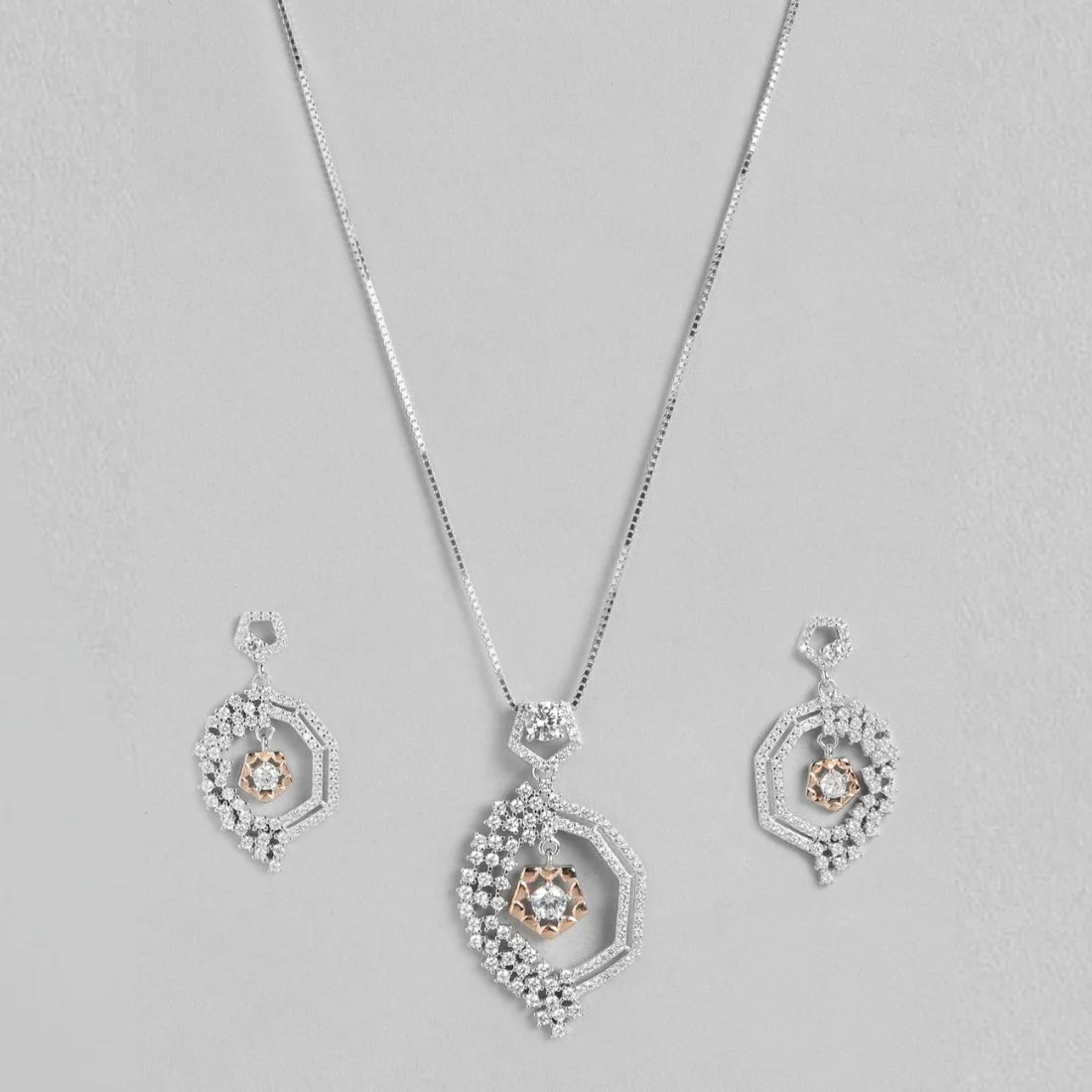 Dual Radiance Brilliance Dual Tone-Plated 925 Sterling Silver Jewelry Set - Image 4
