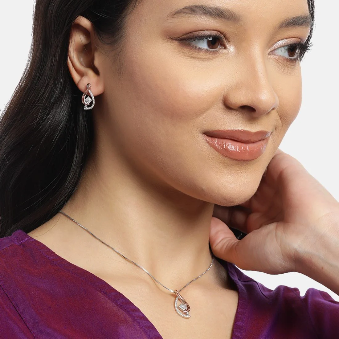 Dual Radiance Brilliance CZ Dual Tone-Plated 925 Sterling Silver Jewelry Set - Image 3
