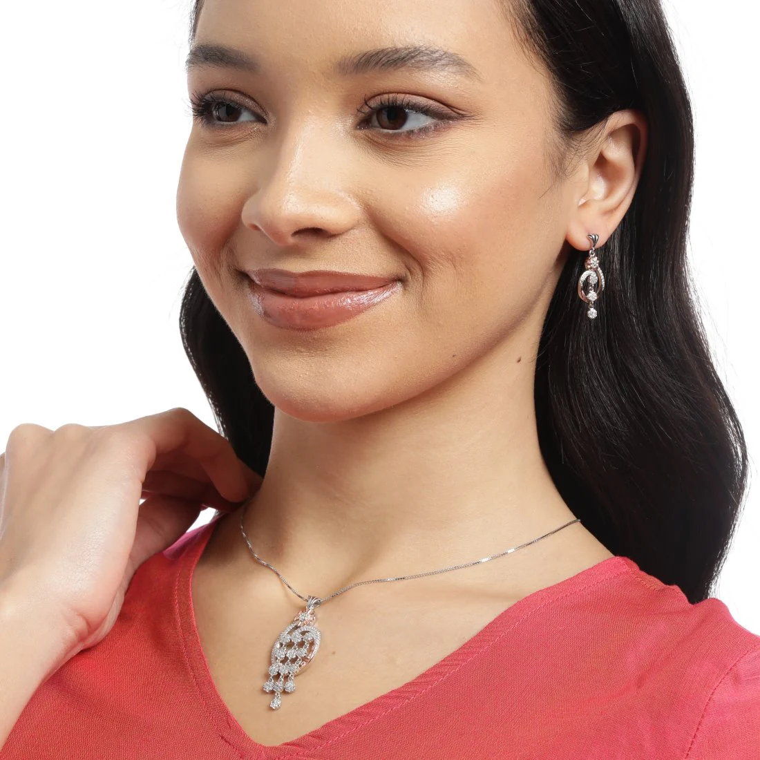 Dual Radiance Sparkle Dual Tone-Plated 925 Sterling Silver Jewelry Set - Image 3