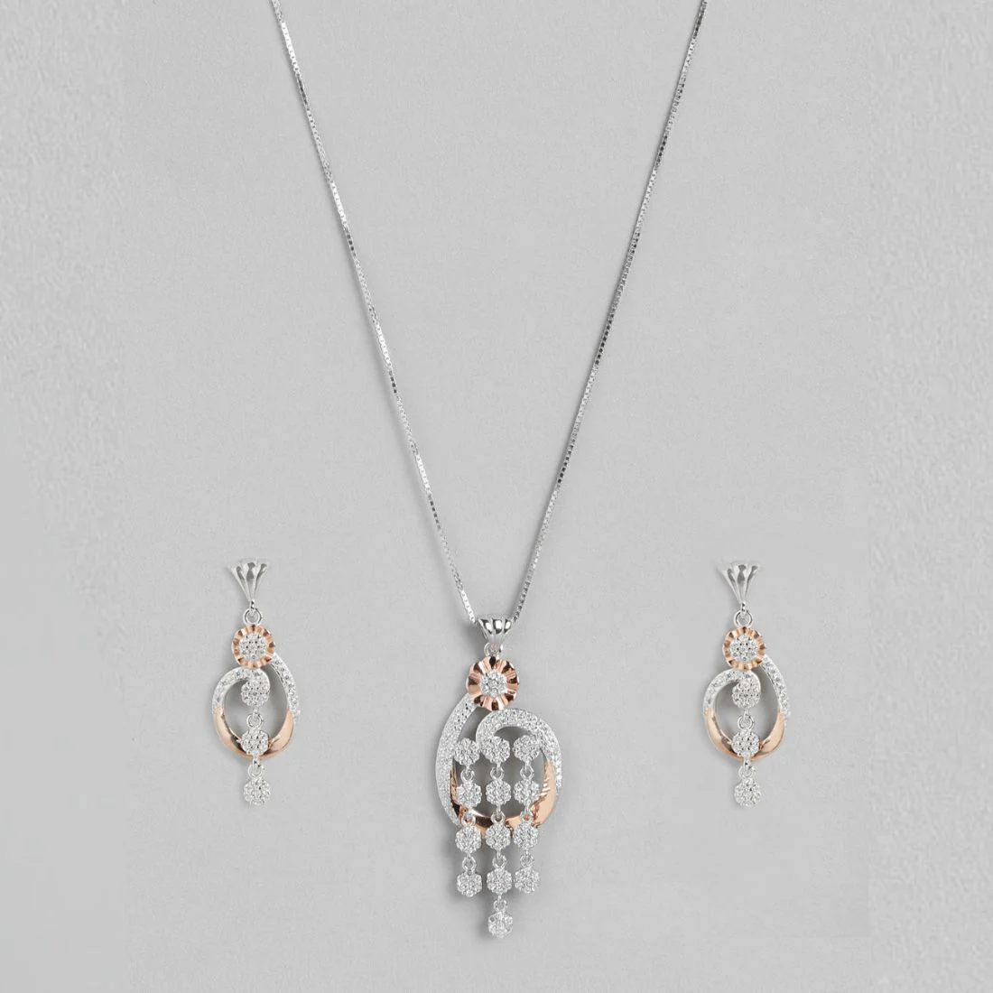 Dual Radiance Sparkle Dual Tone-Plated 925 Sterling Silver Jewelry Set - Image 4