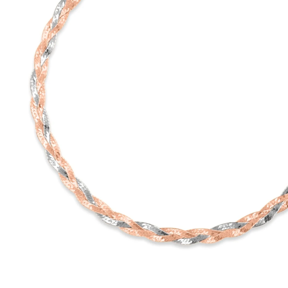 Braided Dual Tone Plated 925 Sterling Silver Anklet - Image 5