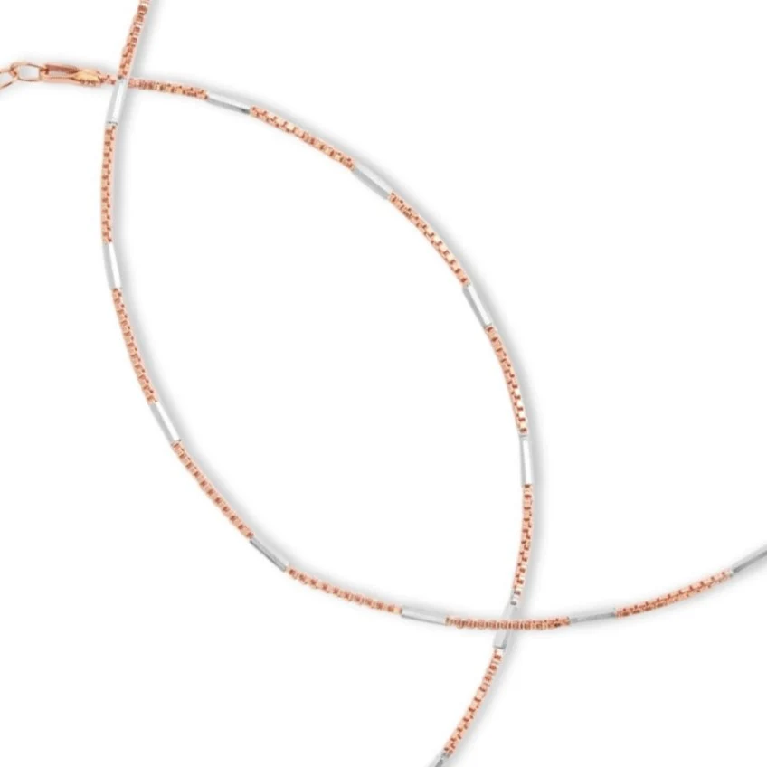 Dual Tone Elegance 925 Sterling Silver Anklet with Box Chain - Image 5
