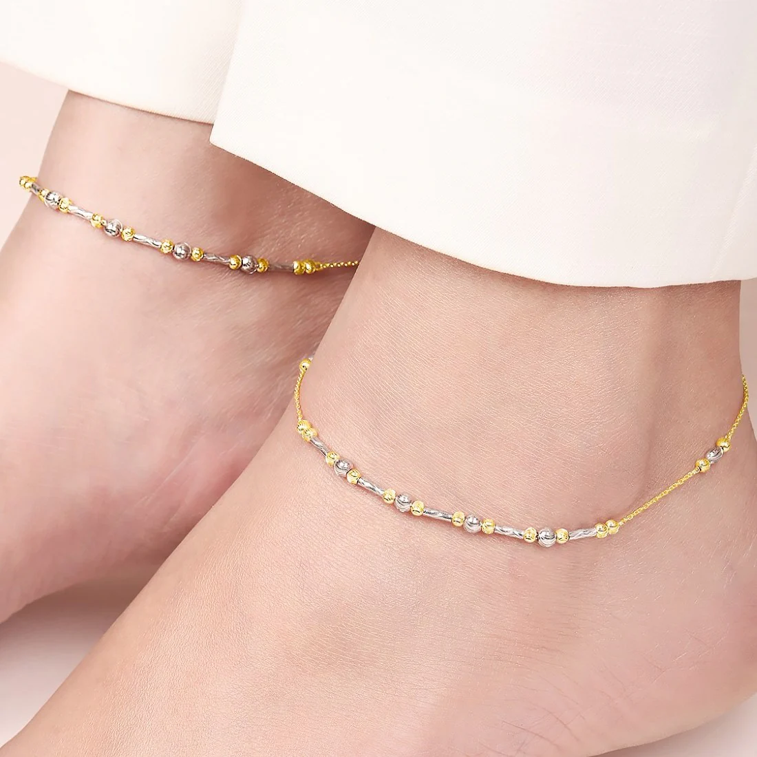 Duo Radiance 925 Sterling Silver Gold & Rhodium Plated Anklet