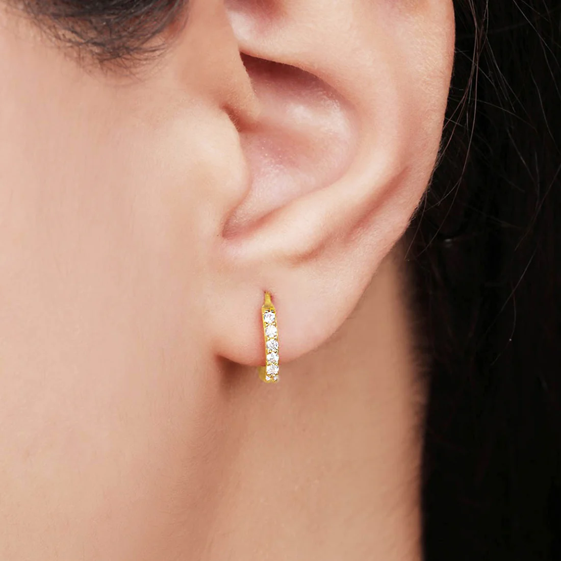 The Classic Gold Moment Hoop 925 Silver Earrings - Image 2
