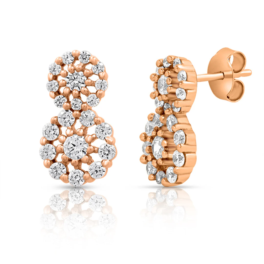 Eternal Sparkle Rose Gold-Plated Cluster Elegance in CZ 925 Silver Earrings Gift Hamper - Image 3