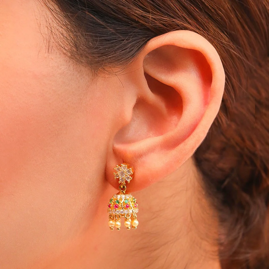 Golden Elegance Gold-Plated 925 Sterling Silver Drop Earrings - Image 3