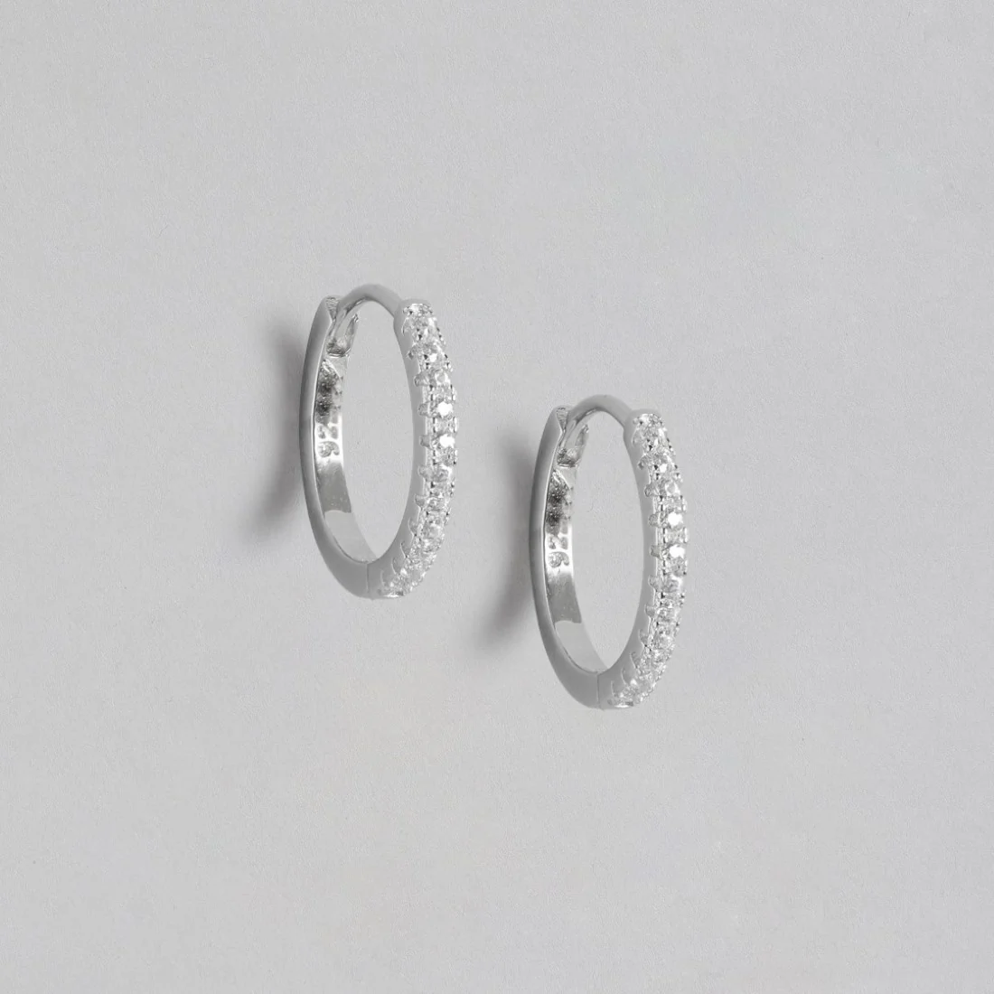 Eternal Hoop One Line CZ Radiance Rhodium-Plated Earrings - Image 3