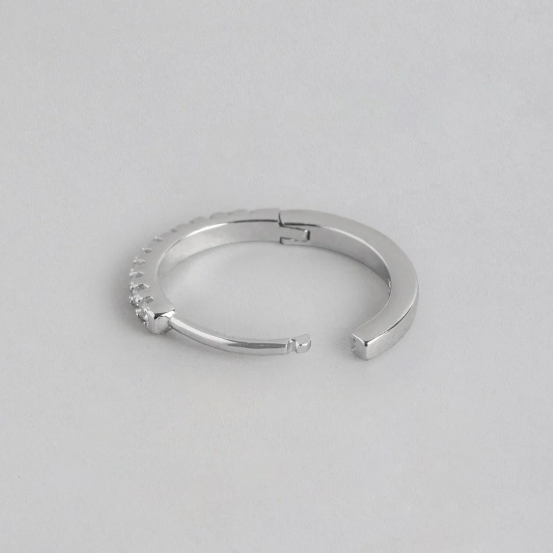 Eternal Hoop One Line CZ Radiance Rhodium-Plated Earrings - Image 5