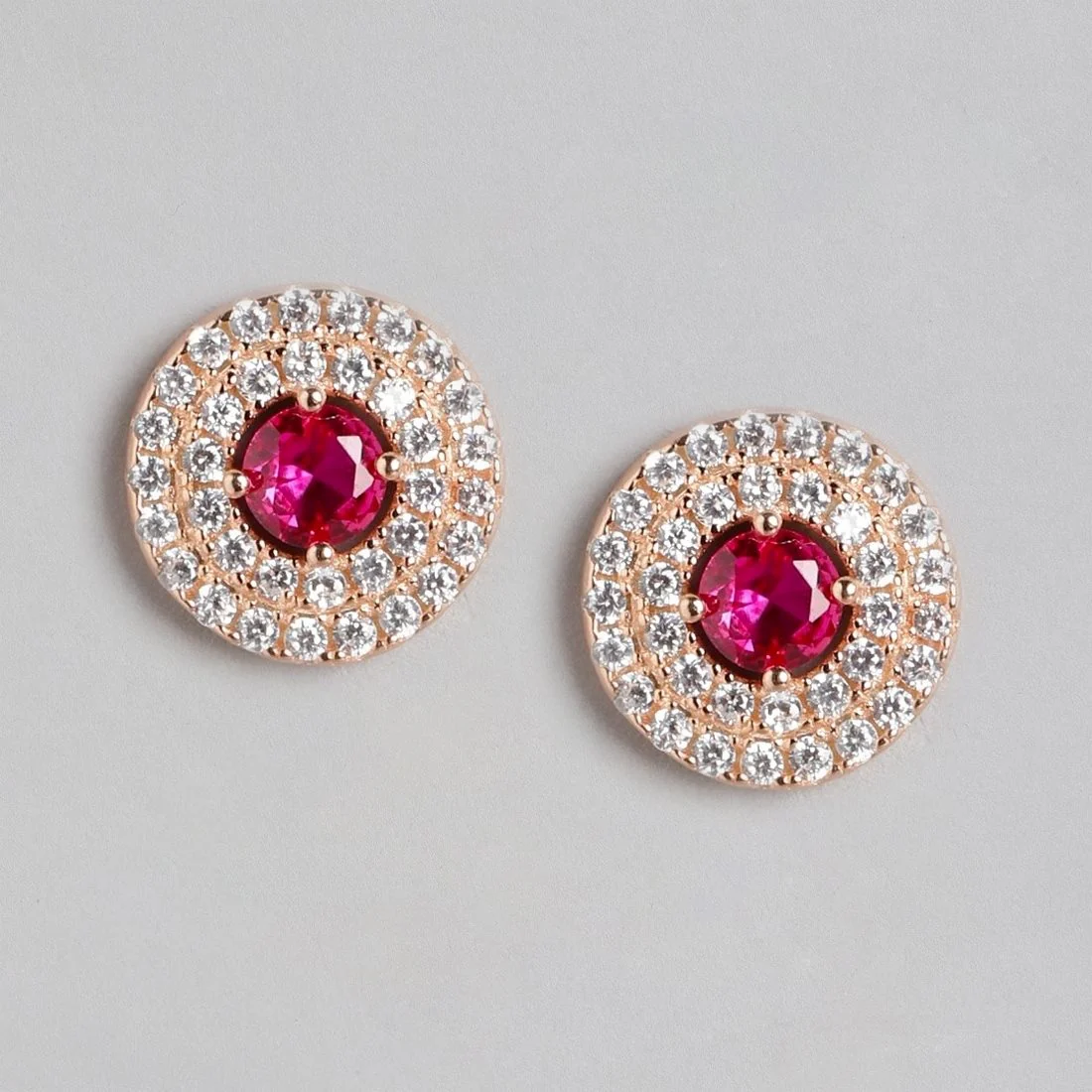 Eternal Circle CZ Elegance Rose Gold-Plated 925 Sterling Silver Earrings - Image 3