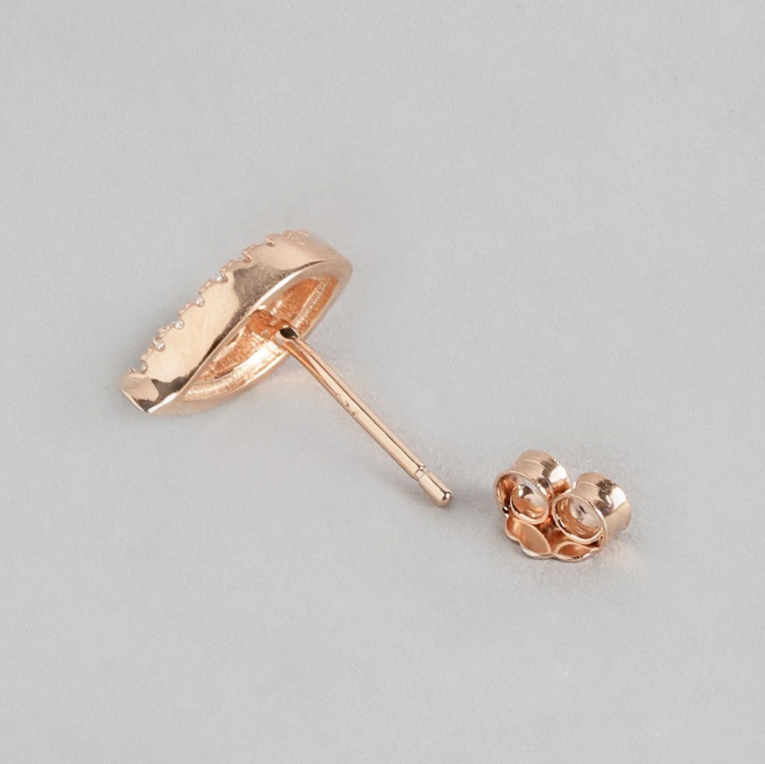 Graceful Leaf Radiance Rose Gold-Plated 925 Sterling Silver Earring - Image 7