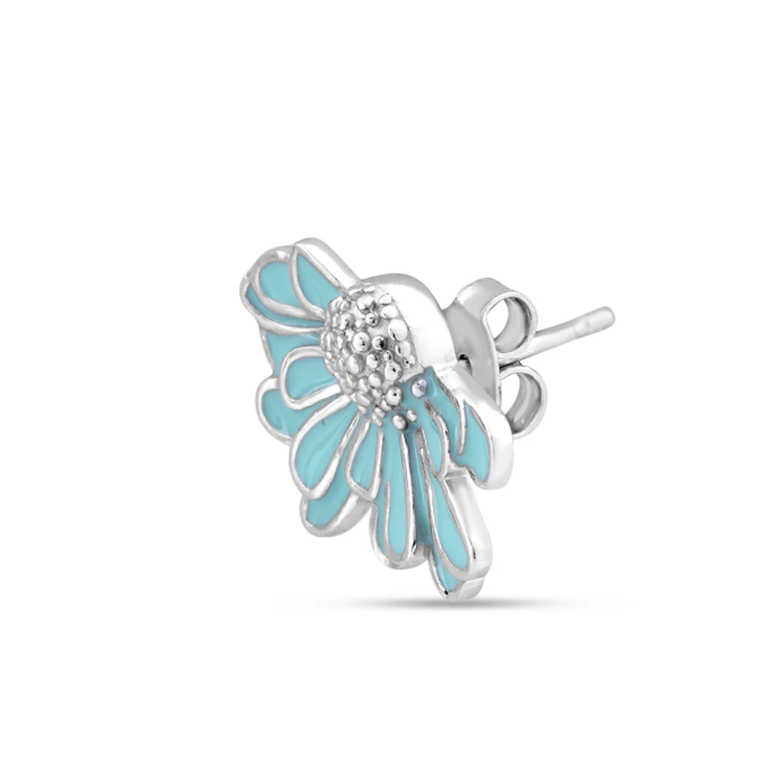 Enamel Flower Rhodium Plated 925 Sterling Silver Earrings - Image 6