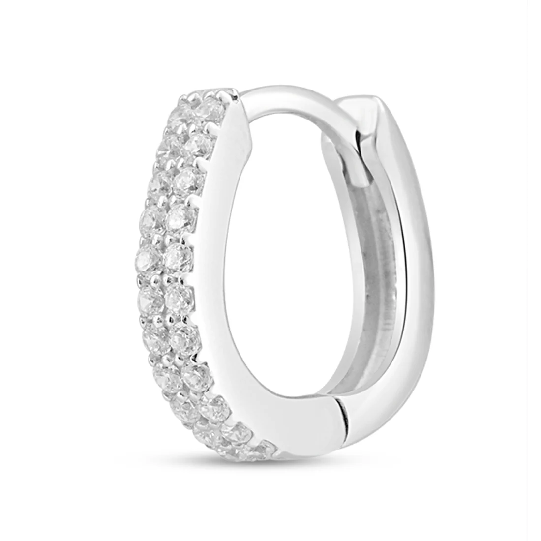 Crystal Pavé Hug Rhodium-Plated 925 Silver Micro-Hoop Earring - Image 6