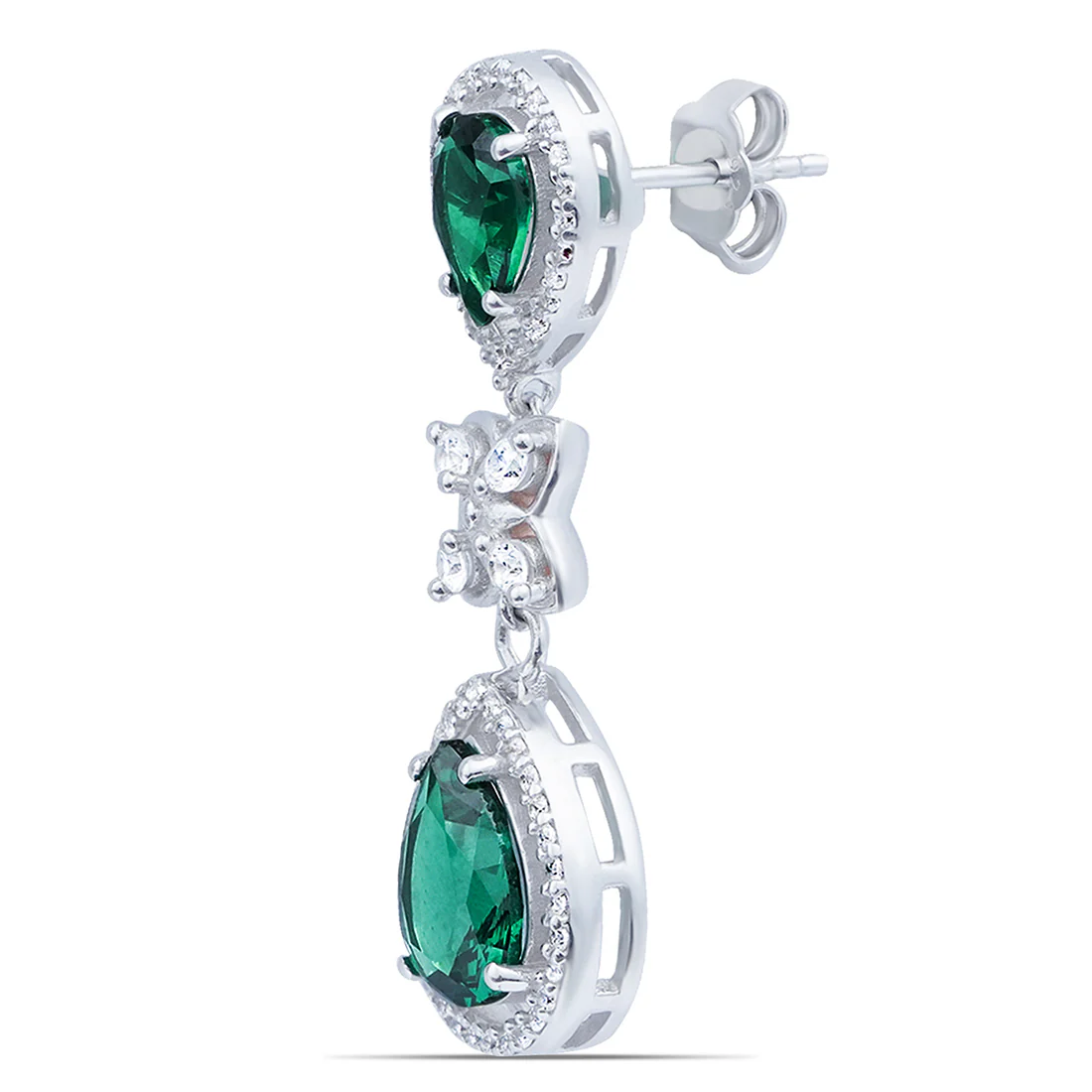 Luminous Green Rhodium Plated 925 Sterling Silver Earrings - Image 5