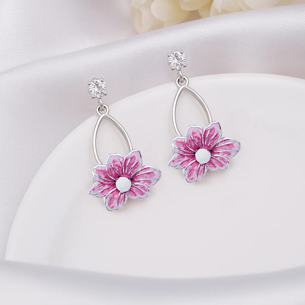 Spring Blossom Rhodium Plated 925 Sterling Silver Earrings