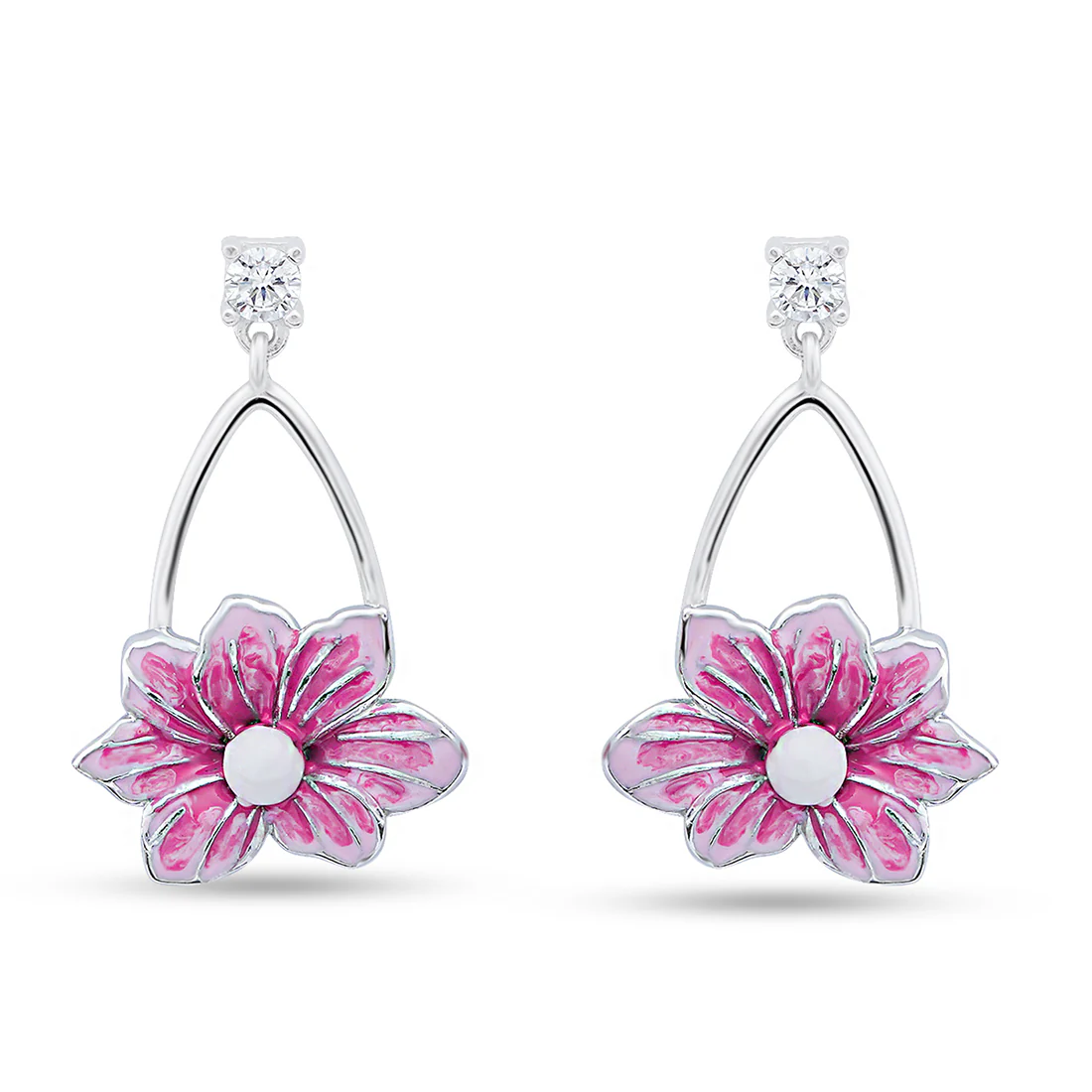 Spring Blossom Rhodium Plated 925 Sterling Silver Earrings - Image 5