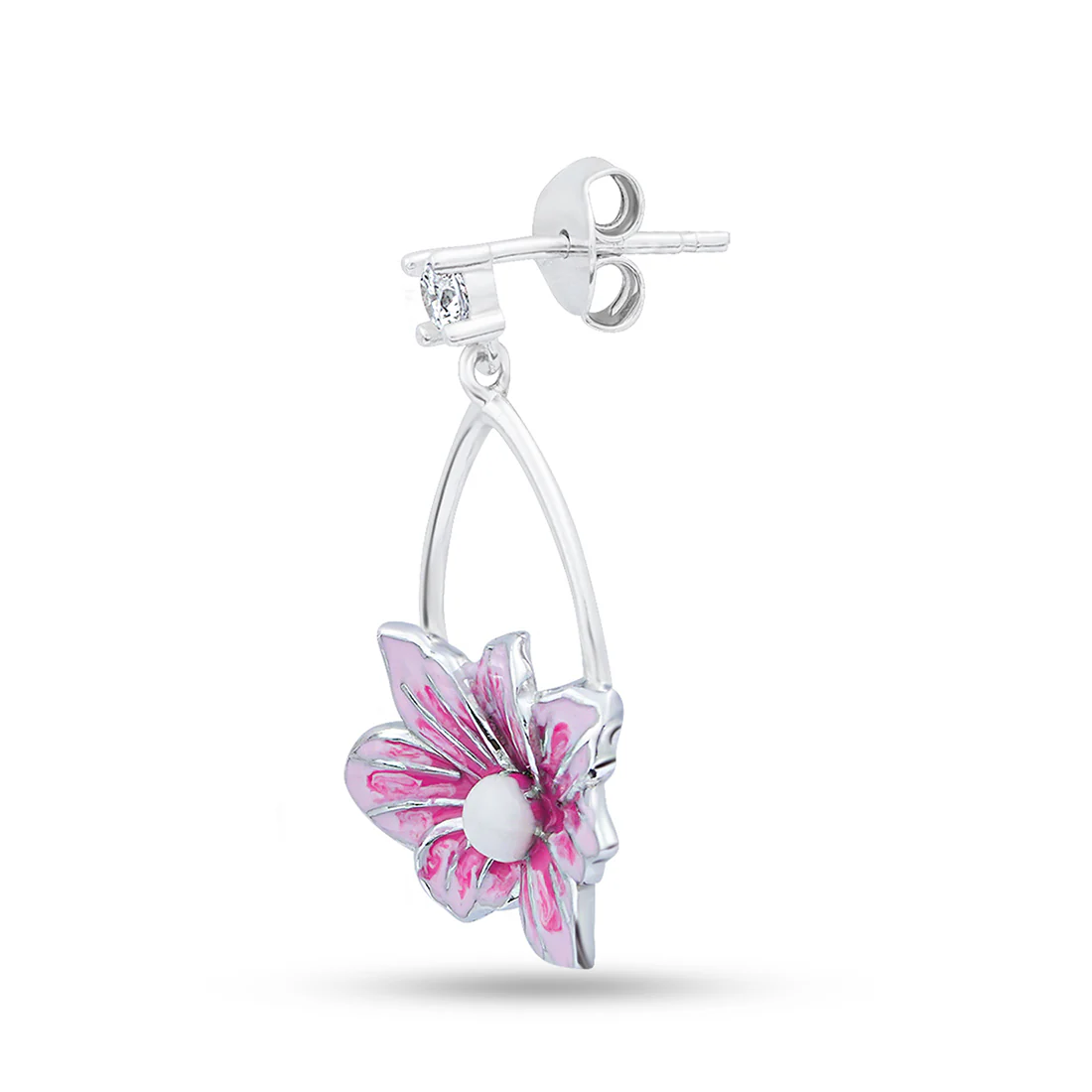 Spring Blossom Rhodium Plated 925 Sterling Silver Earrings - Image 6