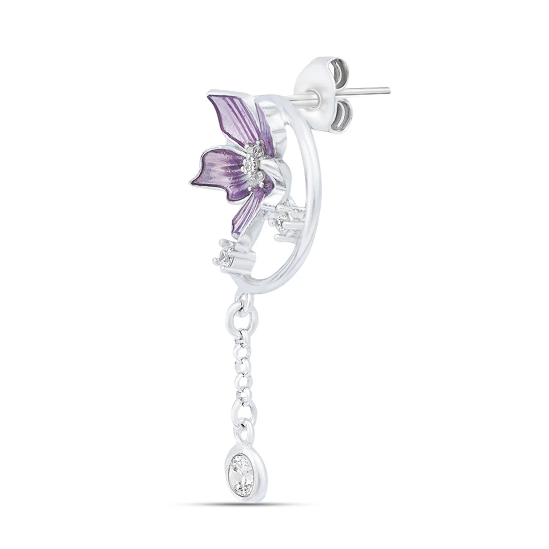 Lavender Bloom Rhodium Plated 925 Sterling Silver Earrings - Image 6