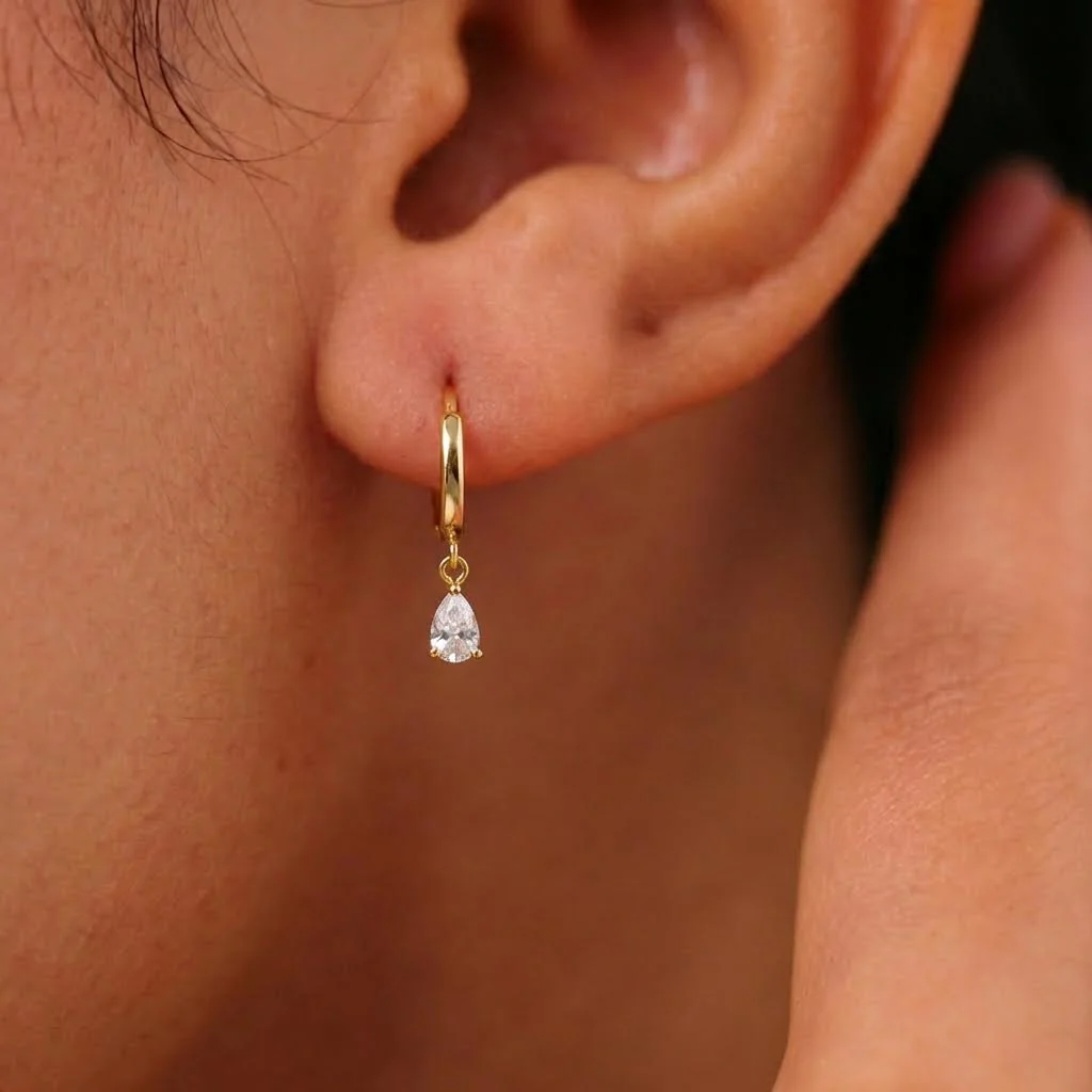 Dewdrop Glow Gold Plated 925 Silver Earrings - Image 2