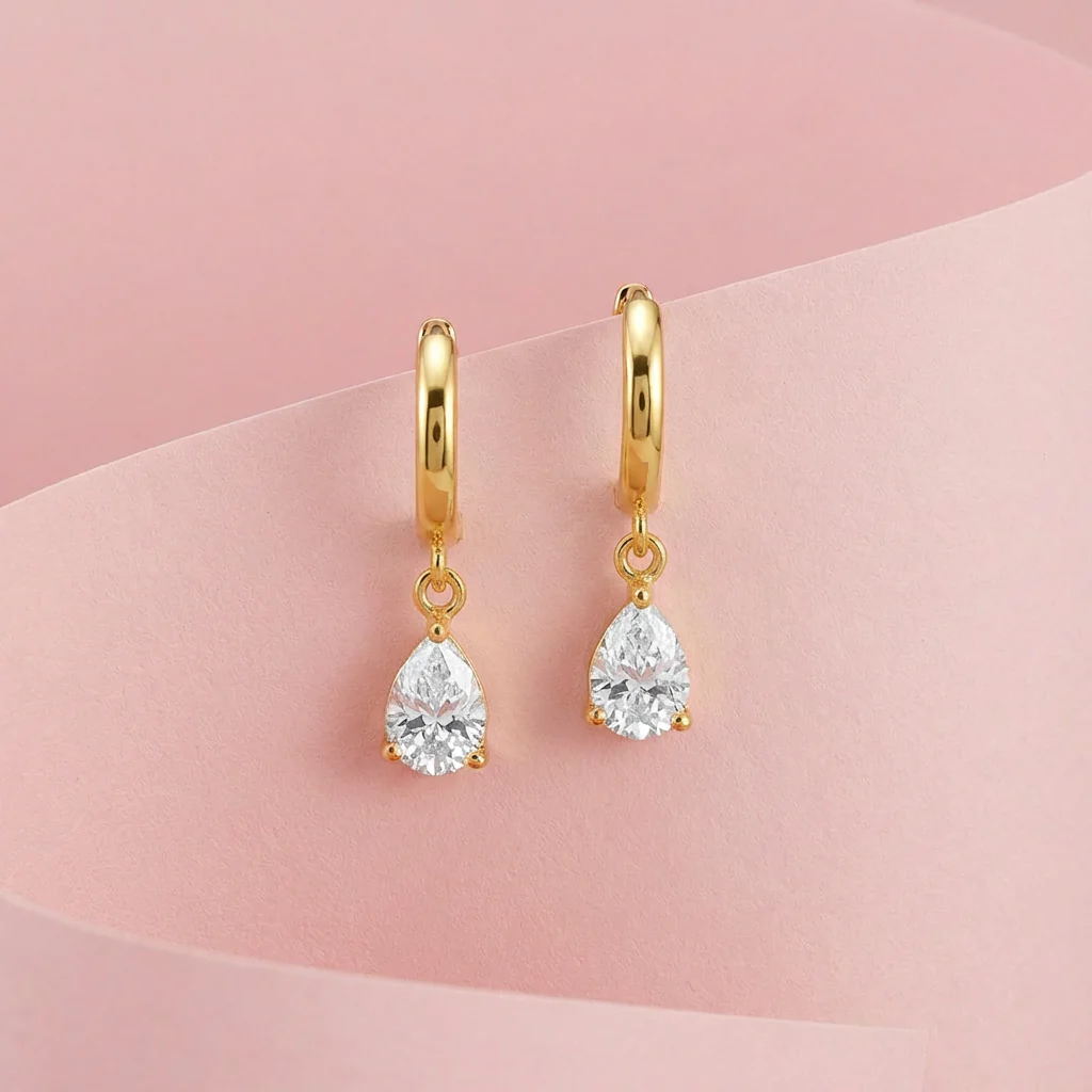 Dewdrop Glow Gold Plated 925 Silver Earrings - Image 7
