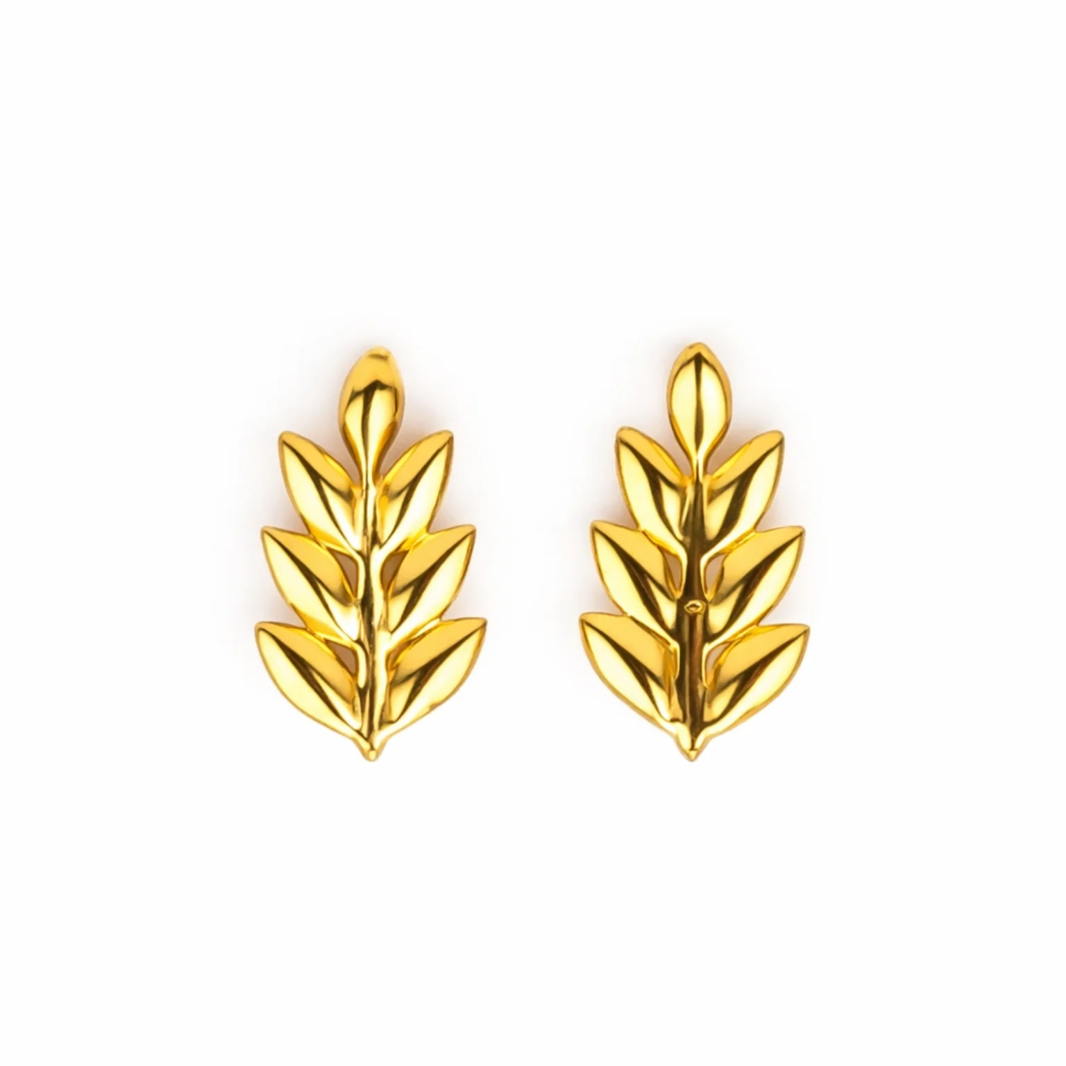 Golden Leaflet Gold Plated 925 Sterling Silver Earrings - Image 4