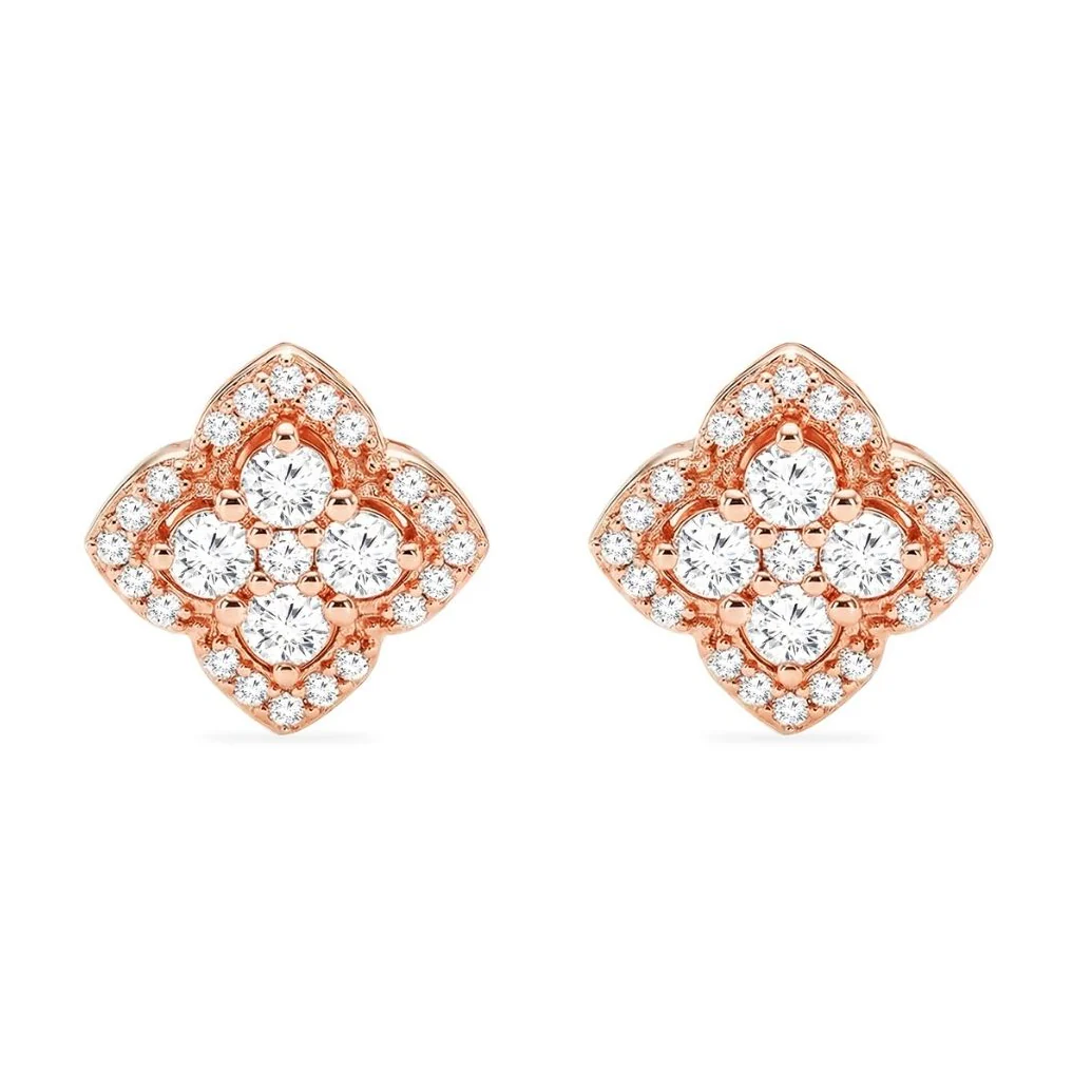 Bloom Frame Rose Gold 925 Silver Stud Earrings - Image 4