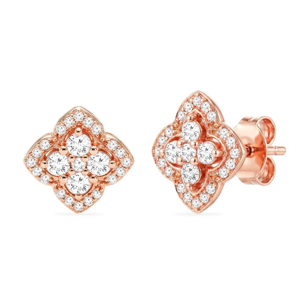 Bloom Frame Rose Gold 925 Silver Stud Earrings - Image 5