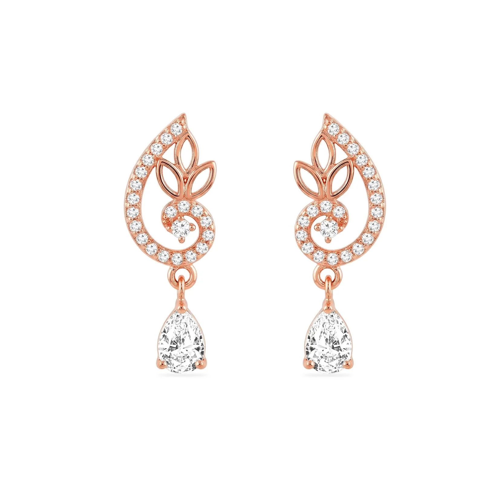 Flourish Drop Rose Gold 925 Sterling Silver Earrings - Image 3