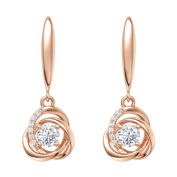 Soft Orbit Rose Gold Silver Drop Earrings - Image 5